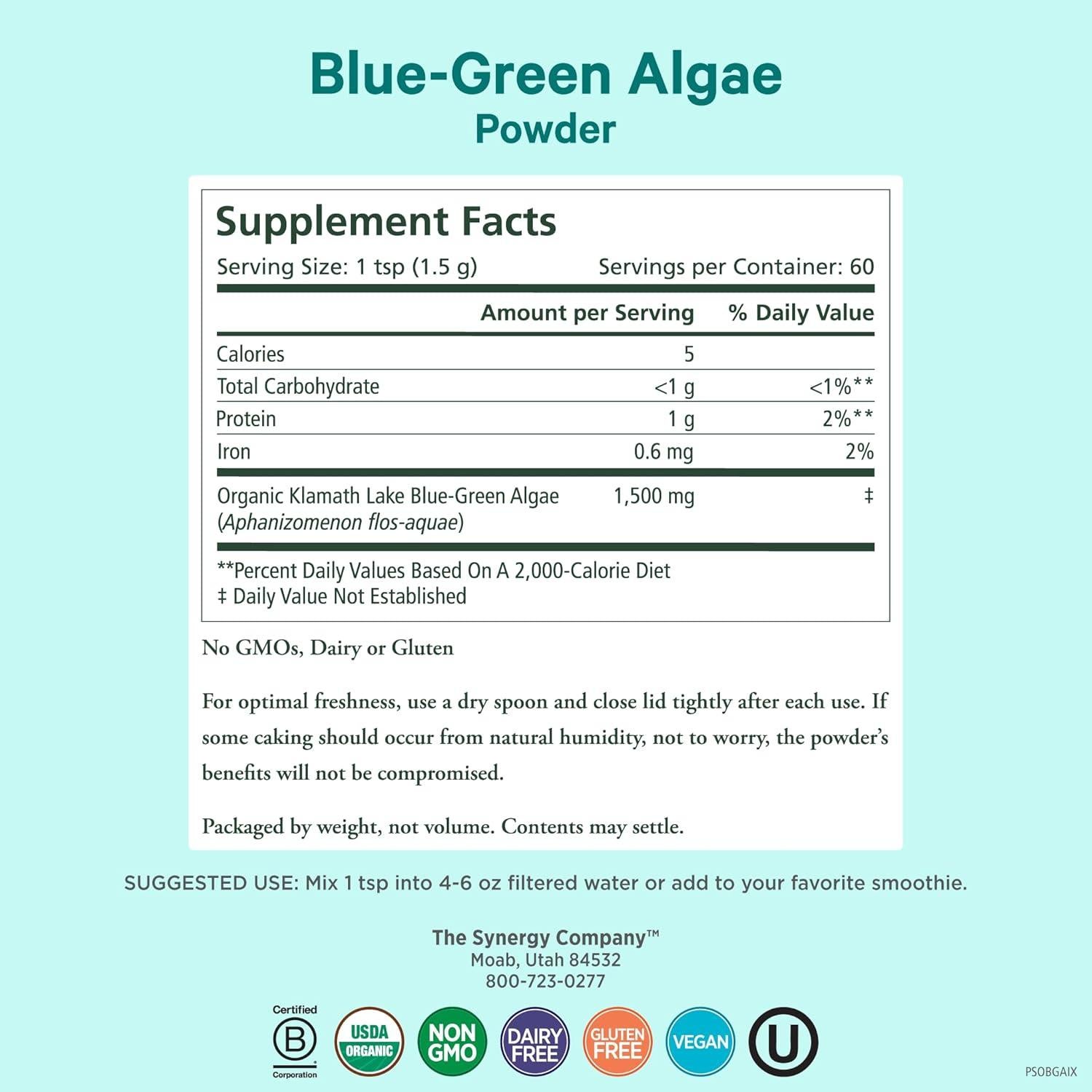 Polvo de Algas Azul-Green Synergy 90.72 g - Superfood Orgánico