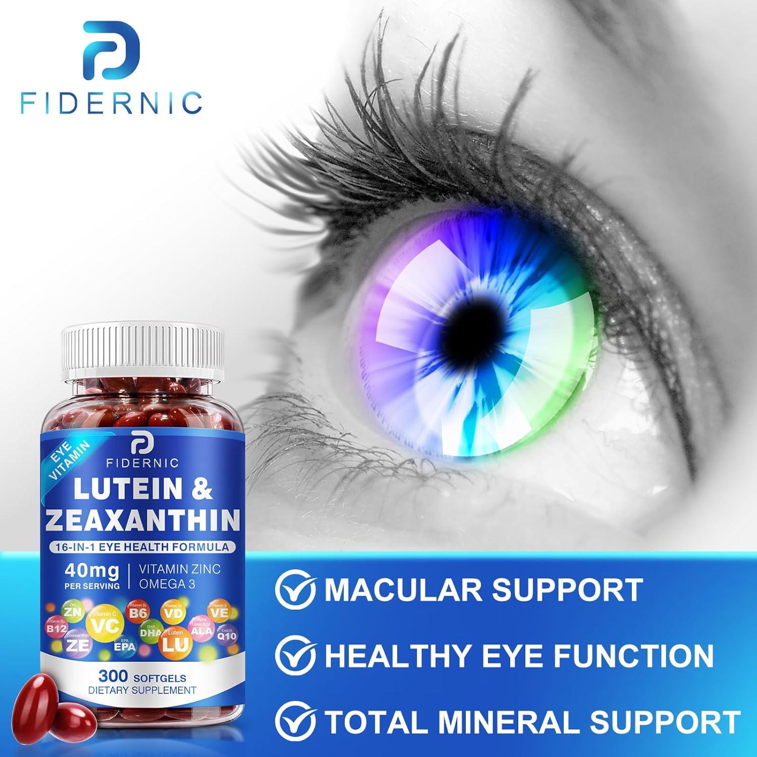 Suplemento Ocular FIDERNIC 300 Gelatinas Blandas 40 mg Luteína