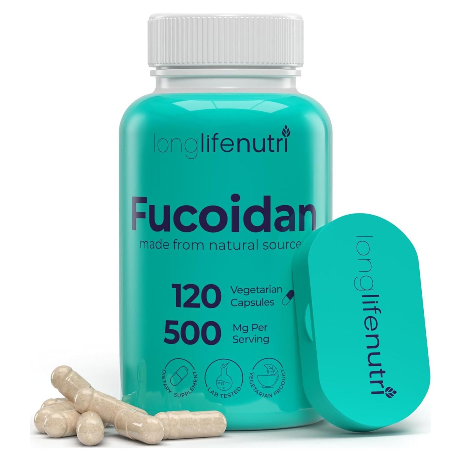 Suplemento Fucoidan 500mg LongLifeNutri 120 Cápsulas Veganas