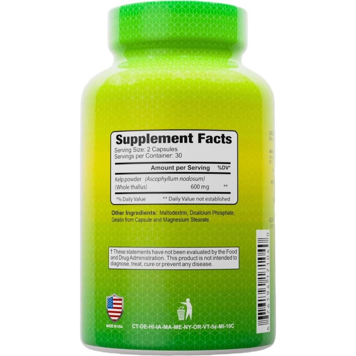 Suplemento de Kelp ALFA VITAMINS 600mg 90 Tabletas Yodo Natural