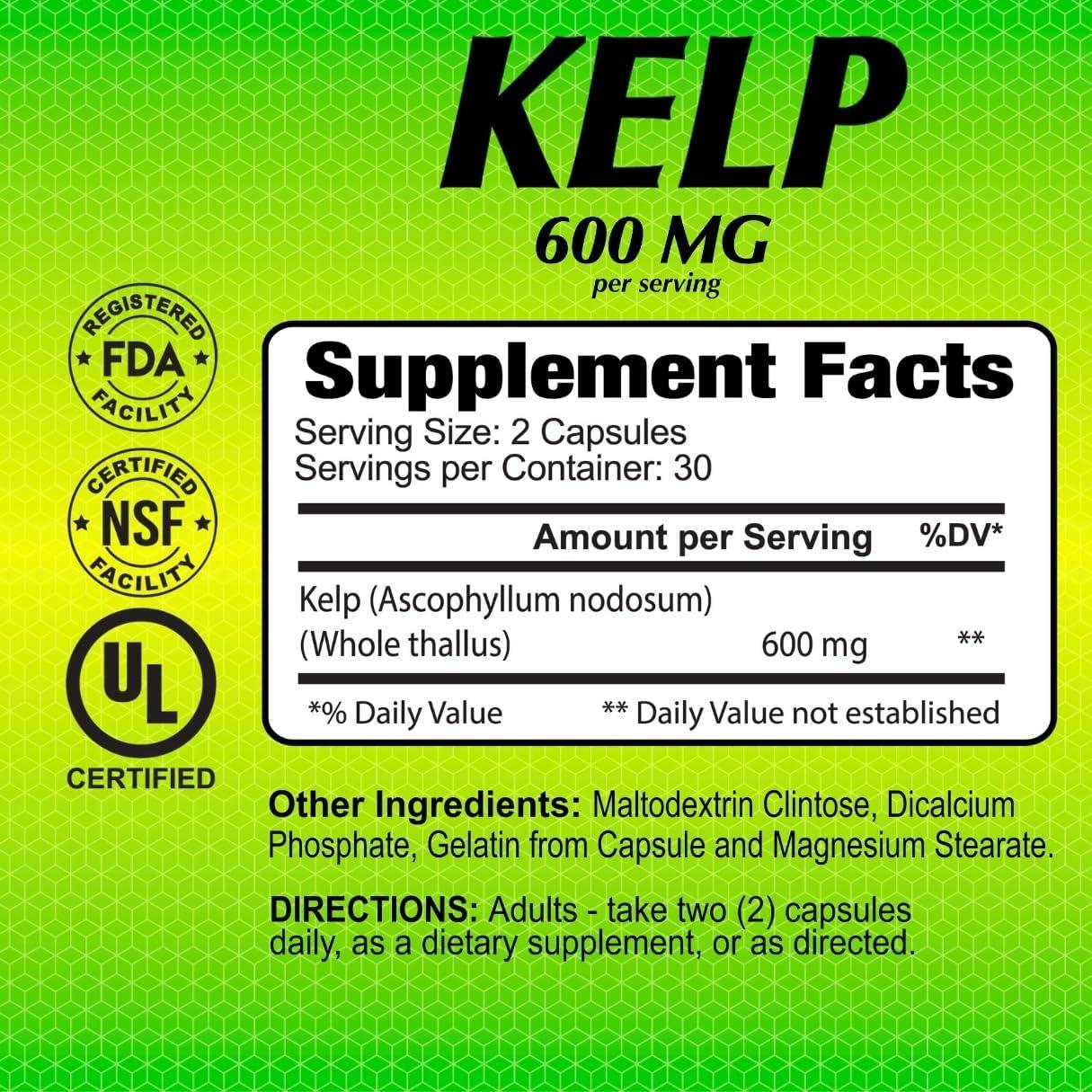 Suplemento de Kelp ALFA VITAMINS 600mg 90 Tabletas Yodo Natural