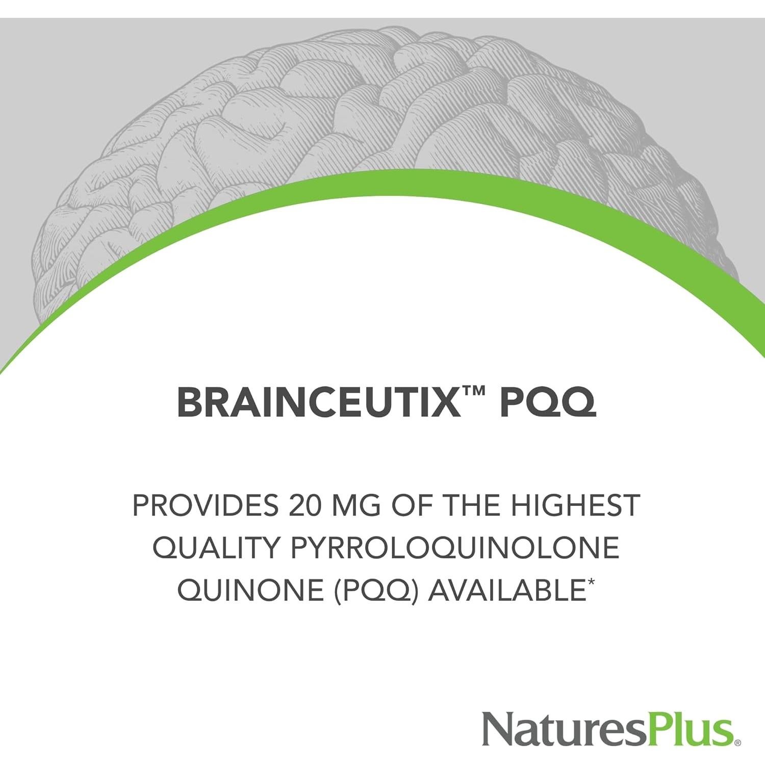 Suplemento Cerebral Natures Plus BrainCeutix PQQ 60 Cápsulas