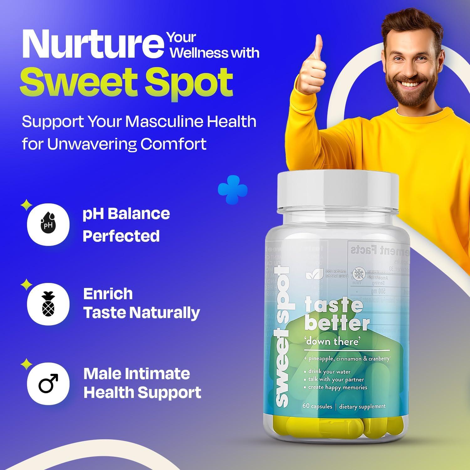 Probióticos para Hombres Sweet Spot 500mg - Piña, Arándano, Canela, 60 Cápsulas