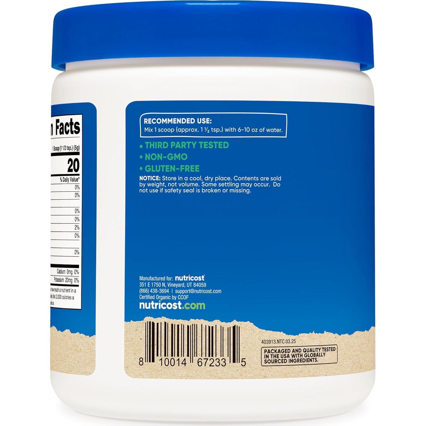 Polvo de Piña Orgánico Nutricost 226.8 g - Certificado USDA