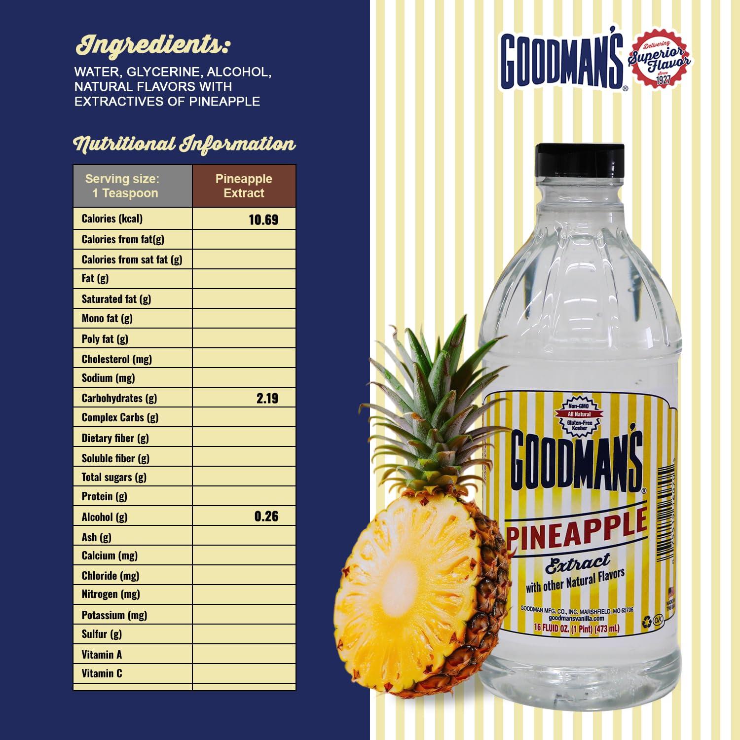 Extracto Natural de Piña Goodman 0.47L - Sin Gluten, Kosher