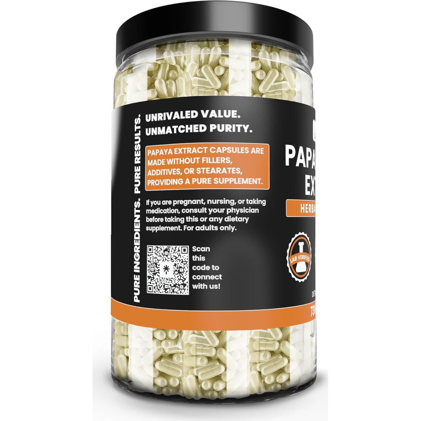 Extracto de Papaya Ingredientes Originales Puros 730 Cápsulas