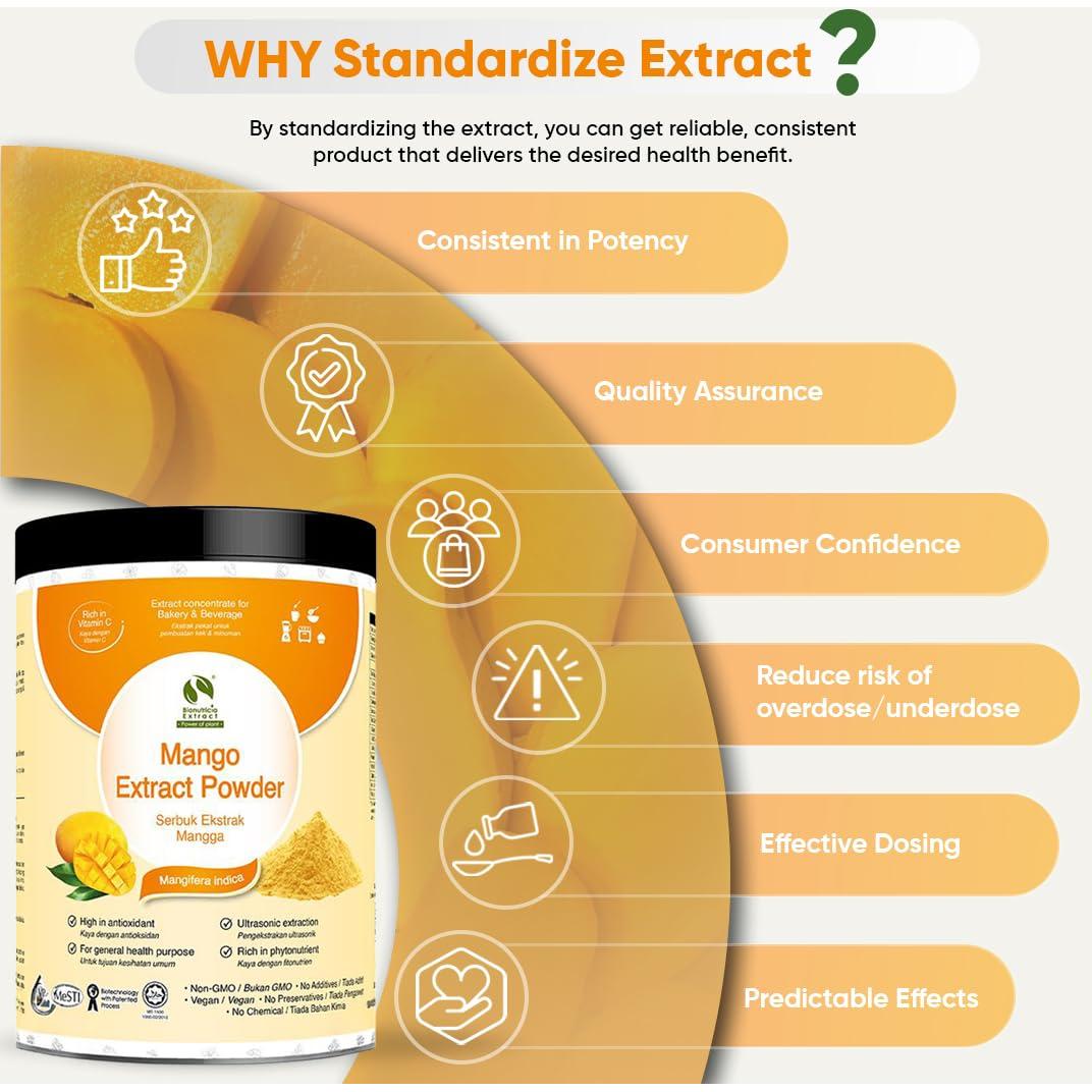 Polvo de Extracto de Mango Bionutricia 200g Antioxidante Vegano