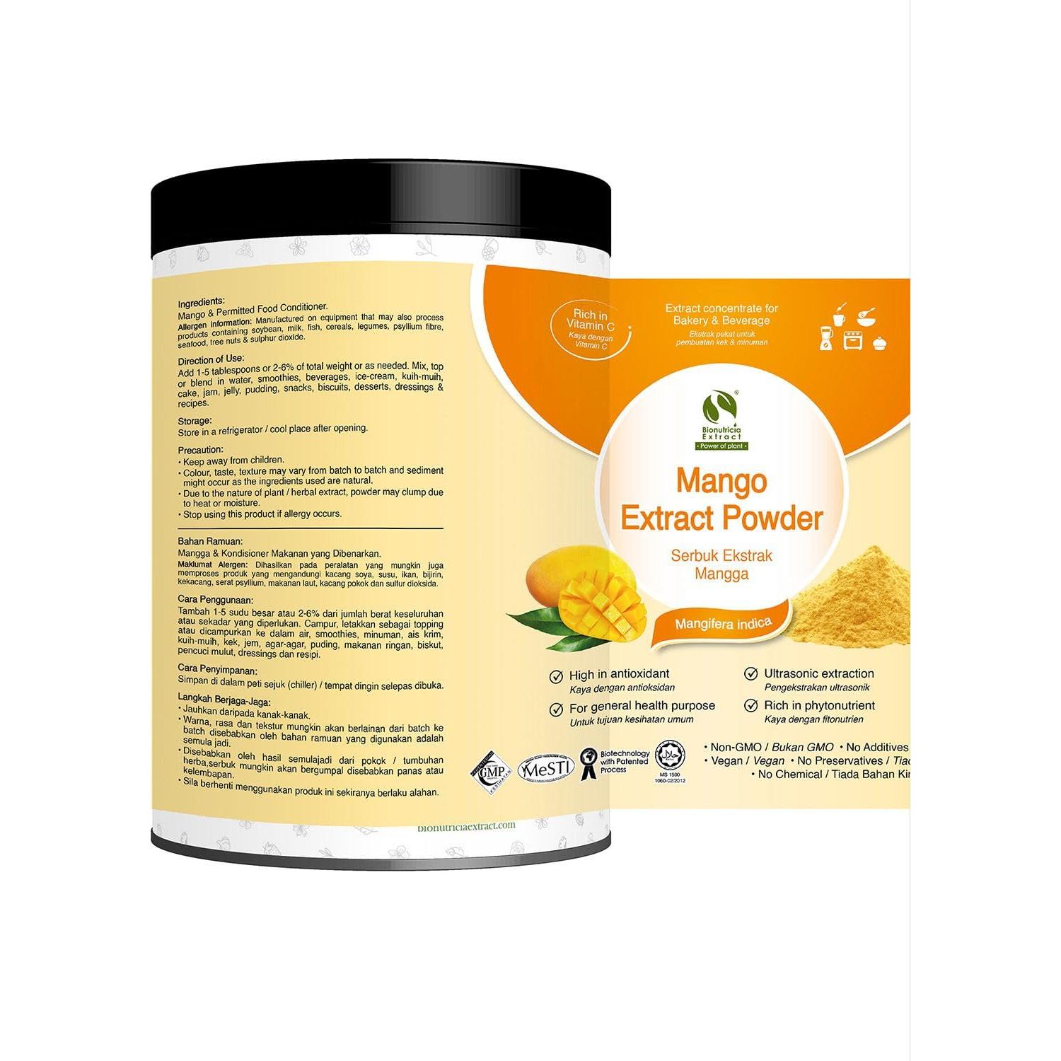 Polvo de Extracto de Mango Bionutricia 200g Antioxidante Vegano