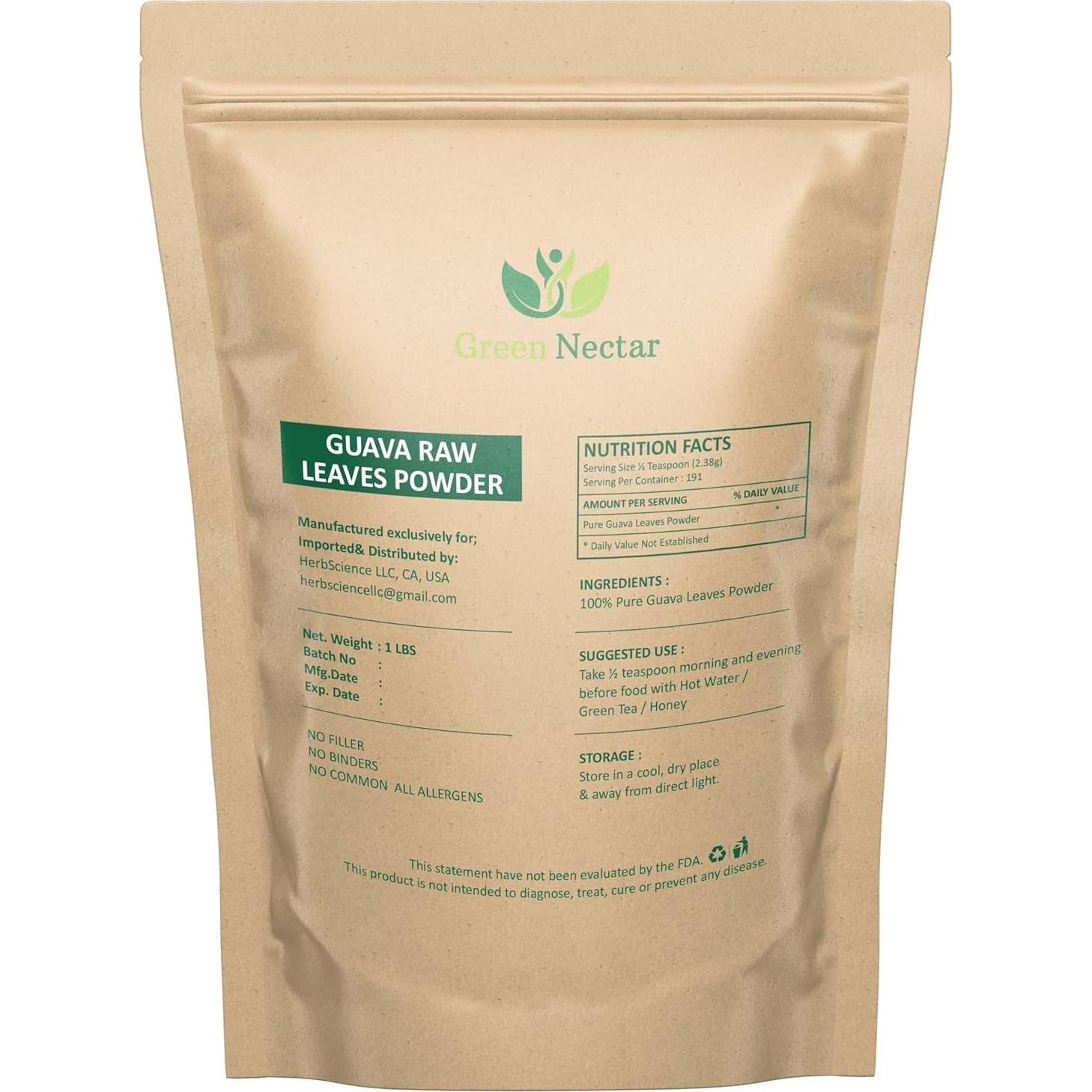 Polvo de Hoja de Guayaba 100% Natural Rainbow 454 g