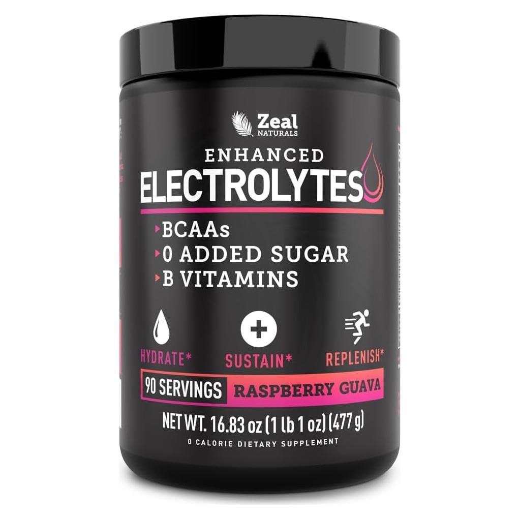 Polvo de Electrolitos Zeal 90 Porciones Sin Azúcar Guayaba Frambuesa
