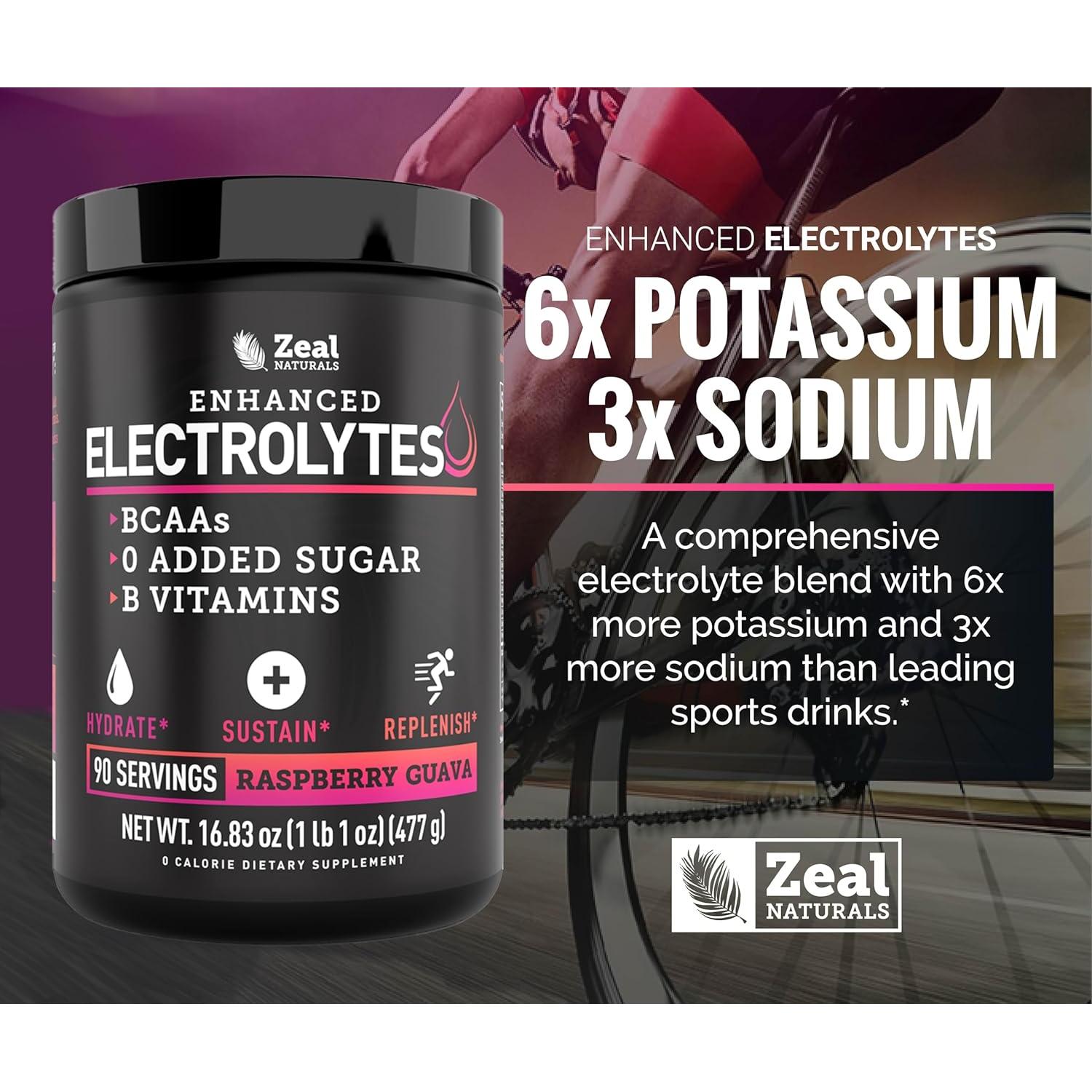 Polvo de Electrolitos Zeal 90 Porciones Sin Azúcar Guayaba Frambuesa