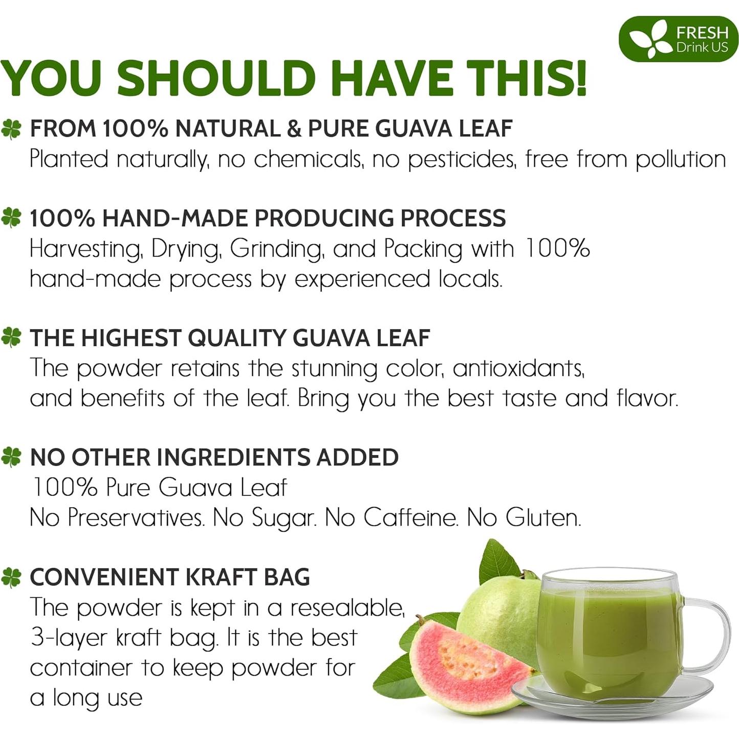 Polvo de Hoja de Guayaba FRESHDRINKUS 127g 100% Natural Sin Aditivos