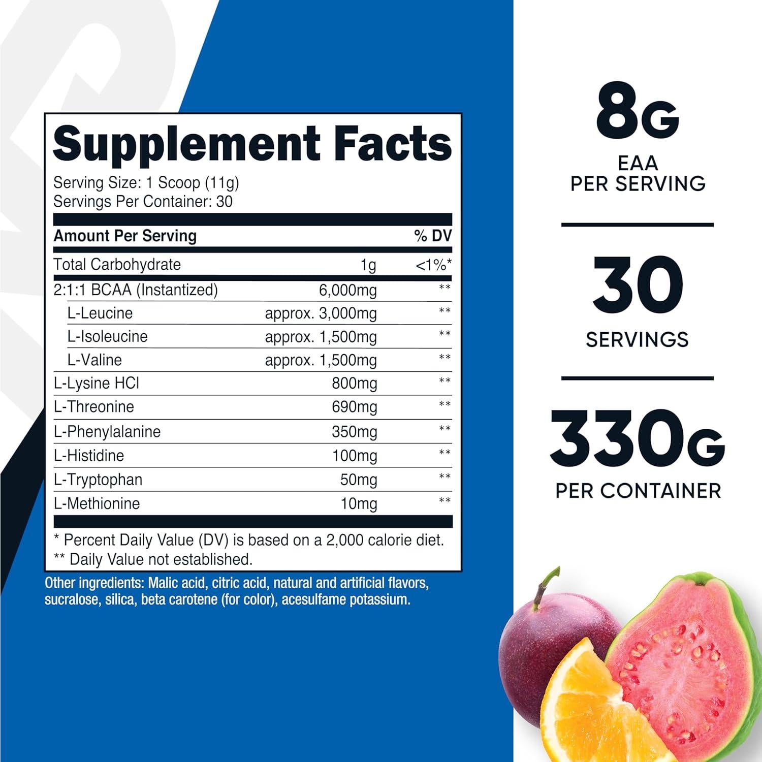 Nutricost EAA Polvo 30 Porciones Fruta de la Pasión Naranja Guayaba
