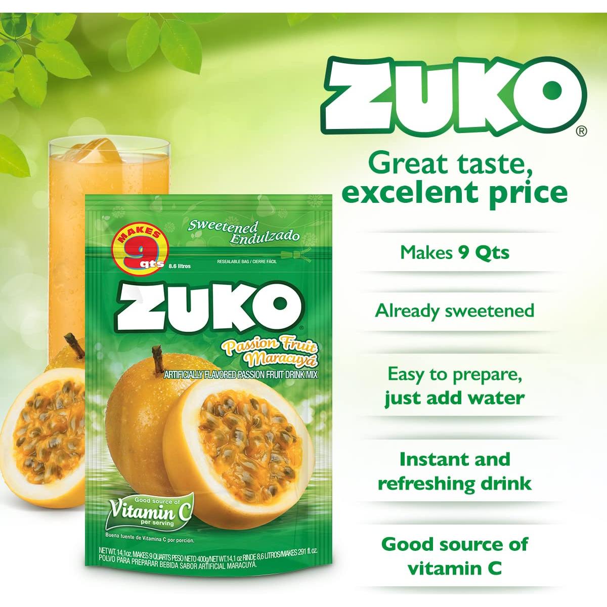 Bebida Instantánea Zuko Fruta de la Pasión 400 g - Paquete Familiar