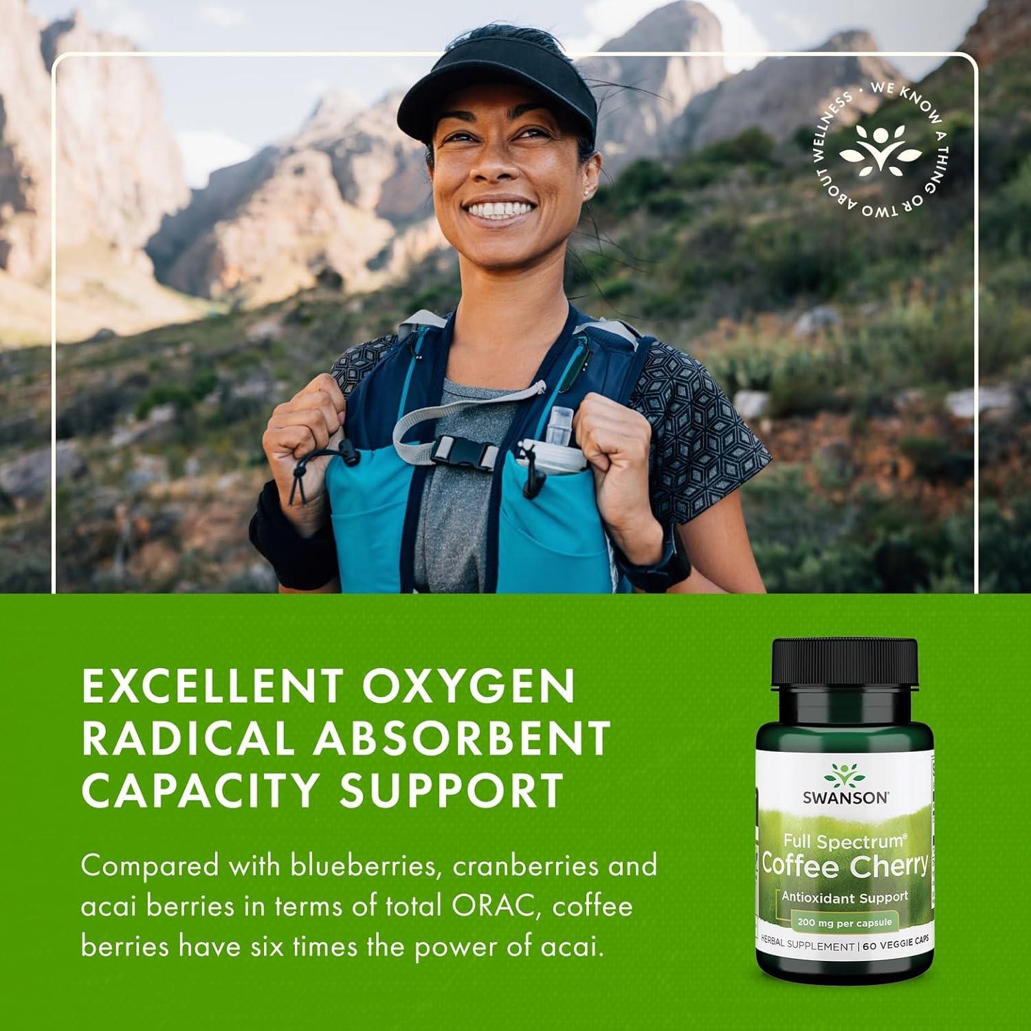 Suplemento Herbal Cereza de Café Swanson 200mg 60 Cápsulas Veganas