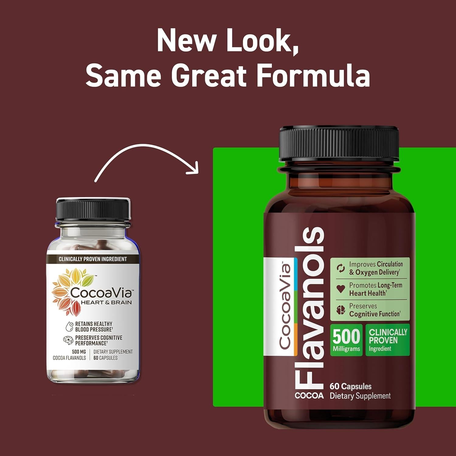 CocoaVia Suplemento Cardíaco y Cognitivo 60 Cápsulas