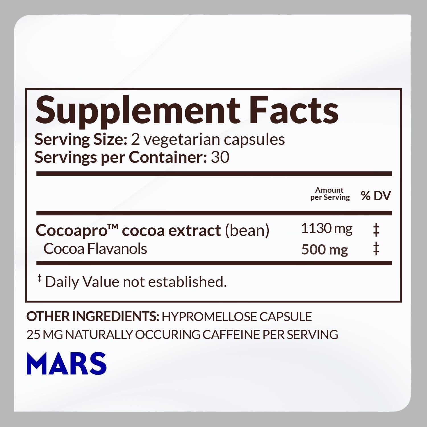 CocoaVia Suplemento Cardíaco y Cognitivo 60 Cápsulas