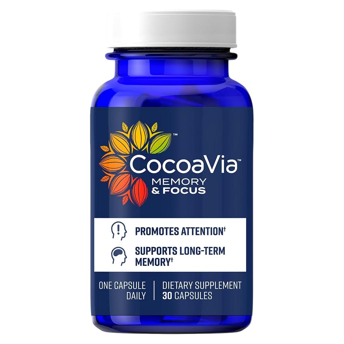 CocoaVia Suplemento Cerebral Vegano 30 Cápsulas Memoria y Enfoque