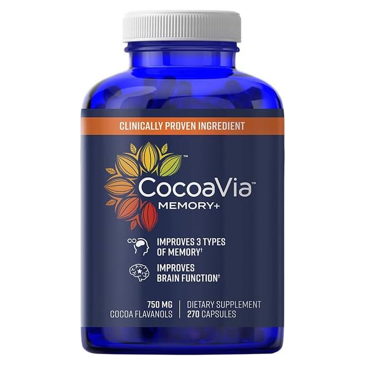 CocoaVia Memoria+ Suplemento Cerebral Vegano 270 Cápsulas 750 mg