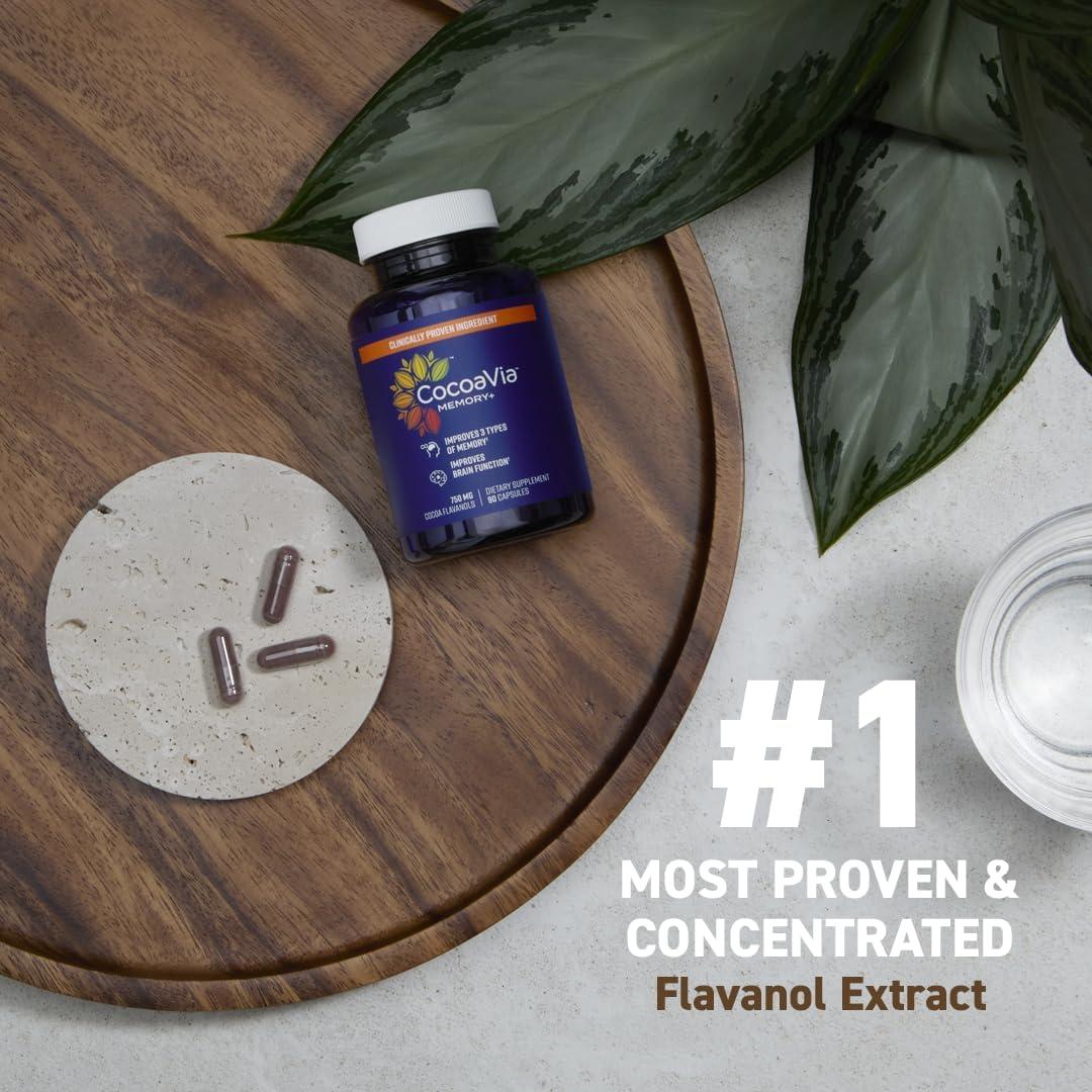 CocoaVia Memoria+ Suplemento Cerebral Vegano 270 Cápsulas 750 mg