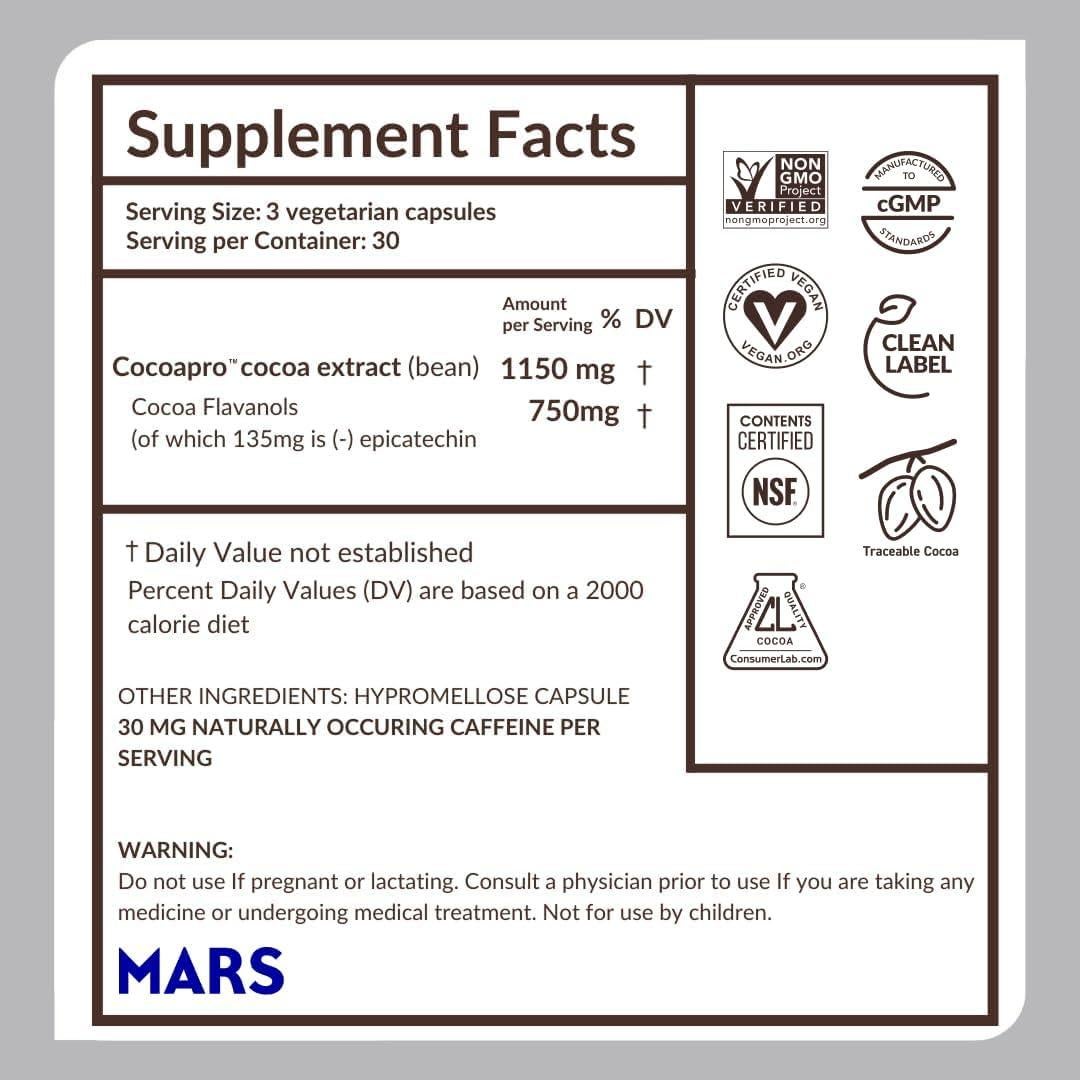 CocoaVia Memoria+ Suplemento Cerebral Vegano 270 Cápsulas 750 mg