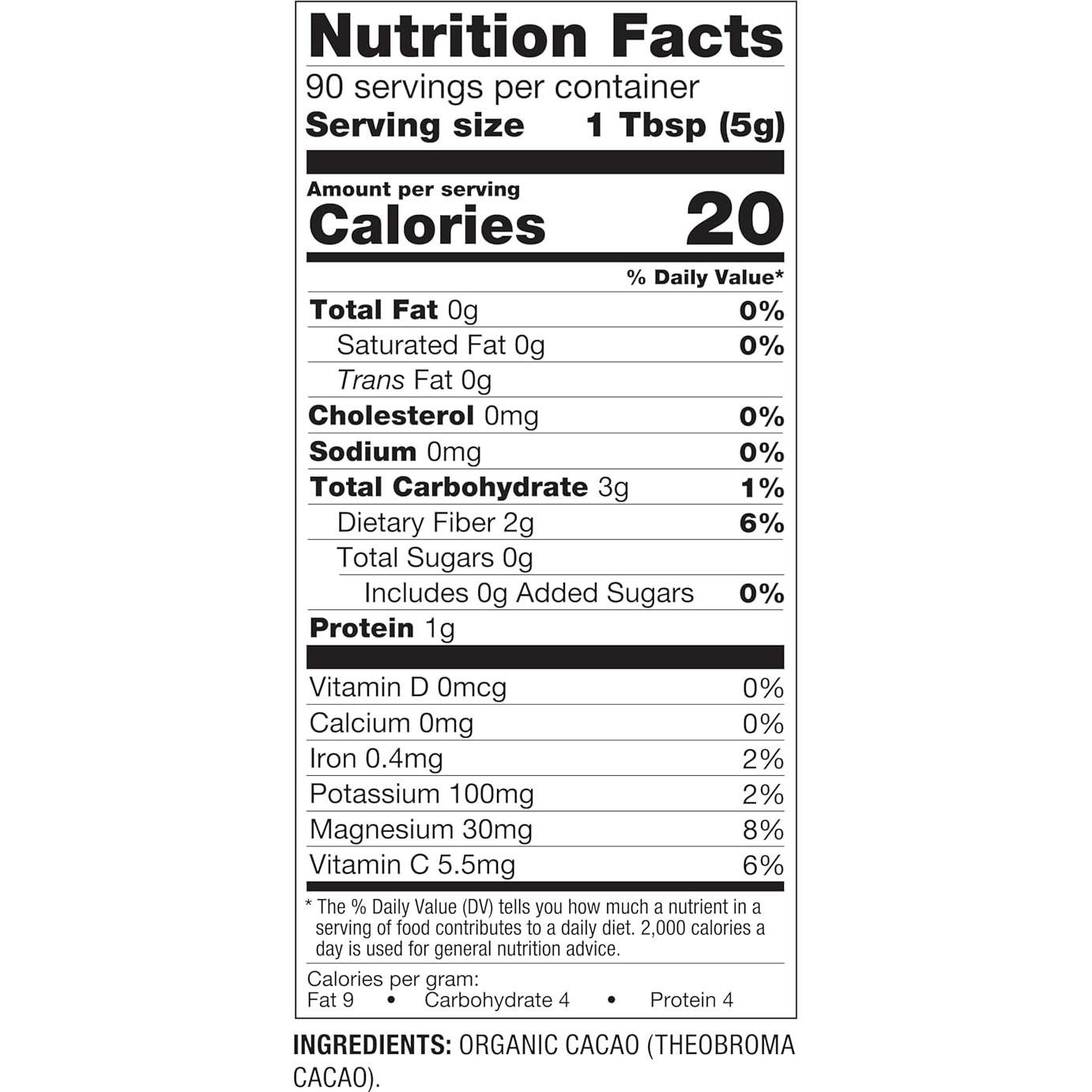 Cacao en Polvo Orgánico MejorCuerpo 0.45 kg Sin Gluten