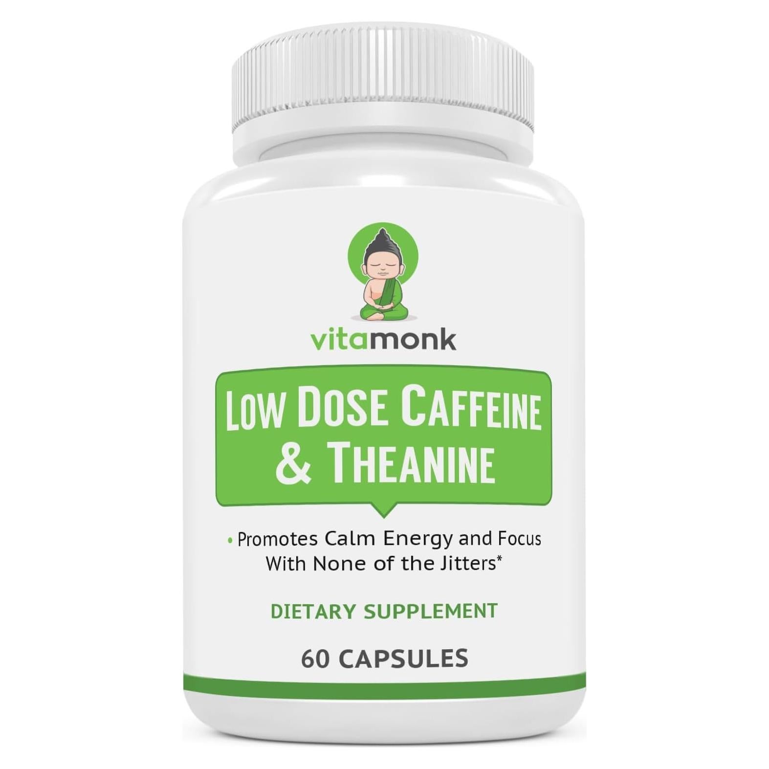 Cápsulas de Cafeína y Teanina VitaMonk - 25mg - 60 Caps