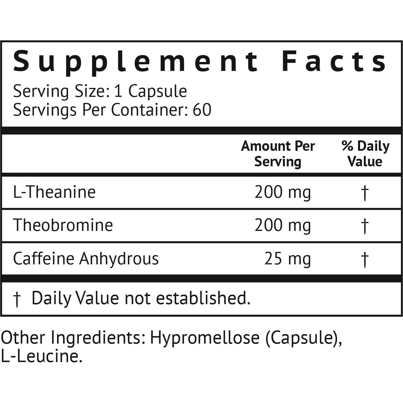 Cápsulas de Cafeína y Teanina VitaMonk - 25mg - 60 Caps