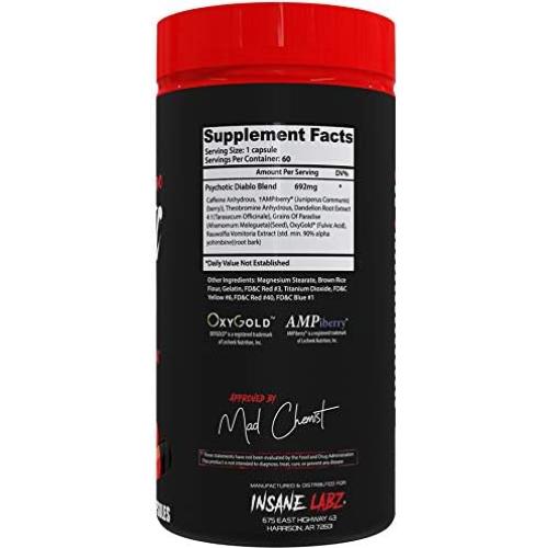 Quemador de Grasa Insane Labz Psychotic Diablo 60 Porciones