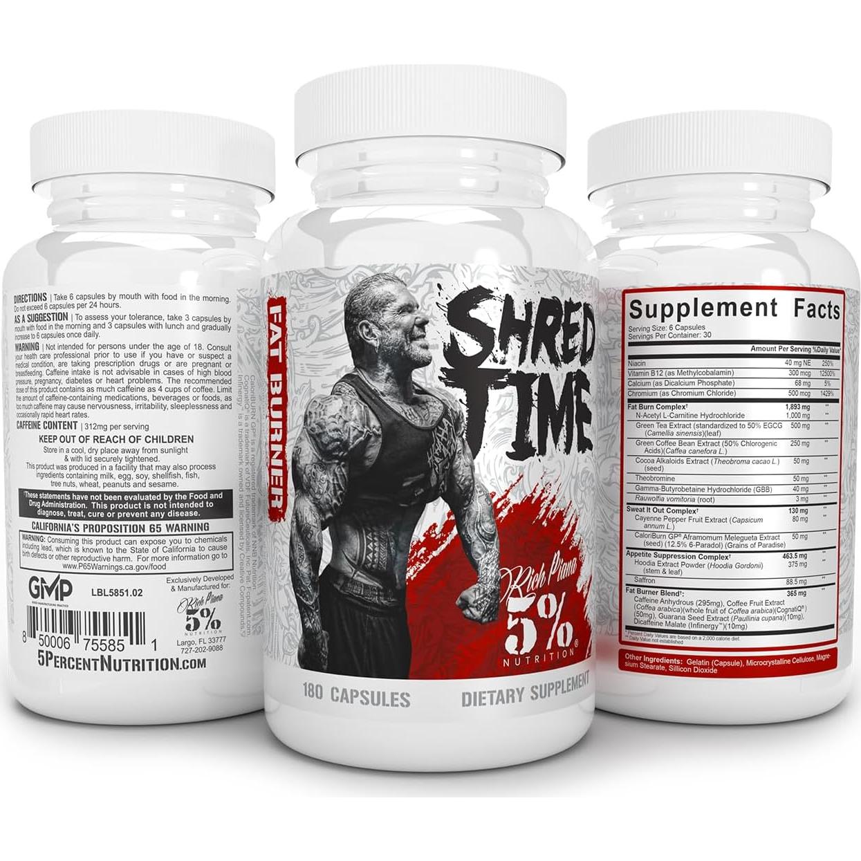 5% Nutrition Shred Time Quemador de Grasa 180 Cápsulas
