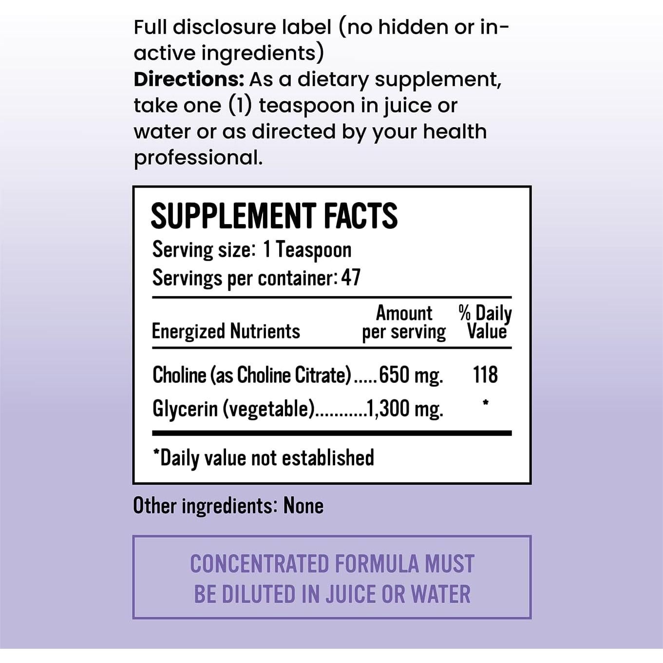 Citrato de Colina Líquida 650mg Alkaline for Life - Suplemento Cerebral