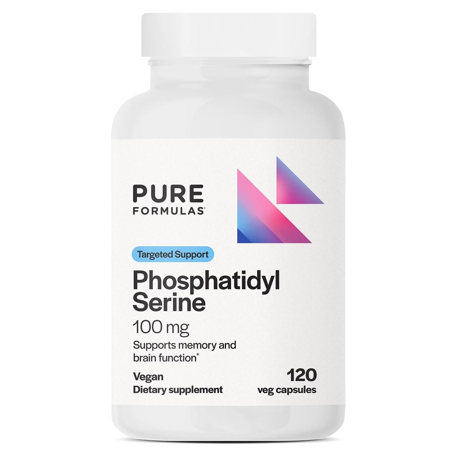 Suplemento de Serina Fosfatidil 100 mg PureFormulas 120 Caps