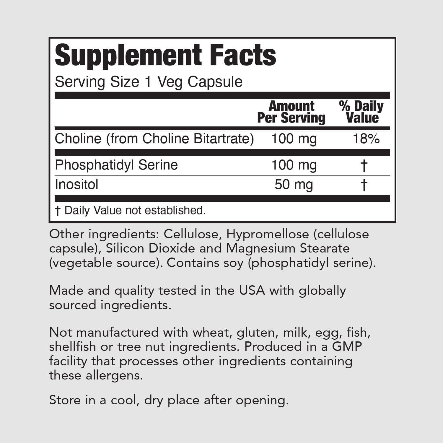 Suplemento de Serina Fosfatidil 100 mg PureFormulas 120 Caps