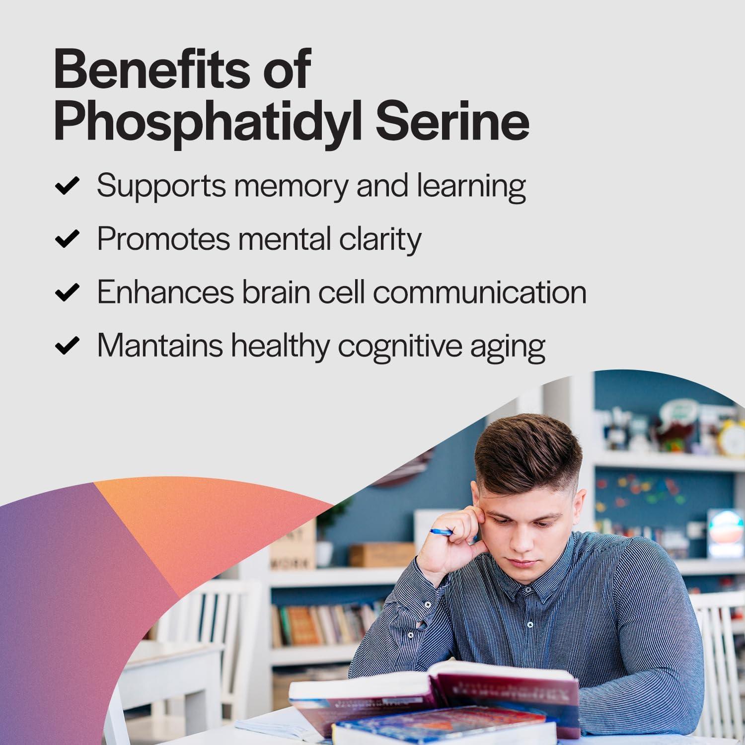 Suplemento de Serina Fosfatidil 100 mg PureFormulas 120 Caps