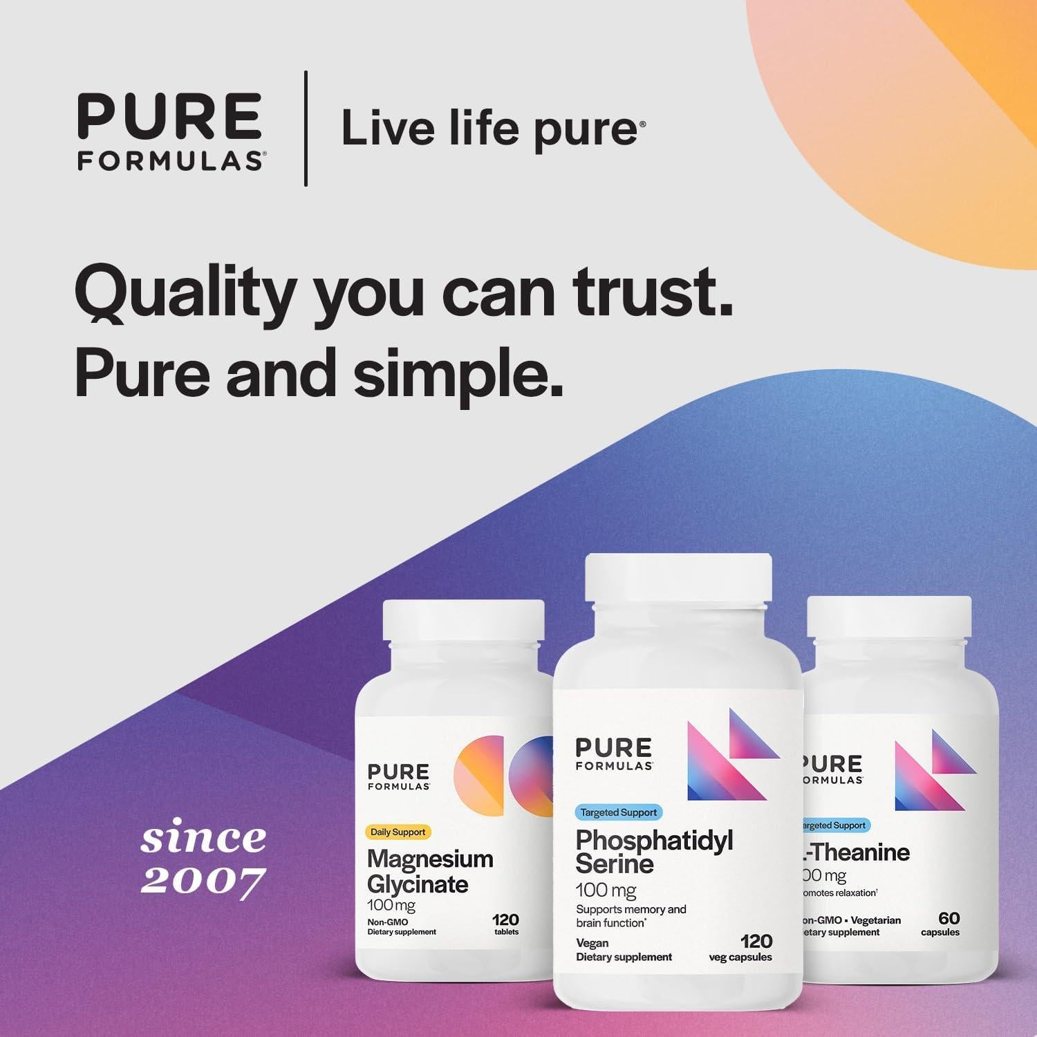 Suplemento de Serina Fosfatidil 100 mg PureFormulas 120 Caps