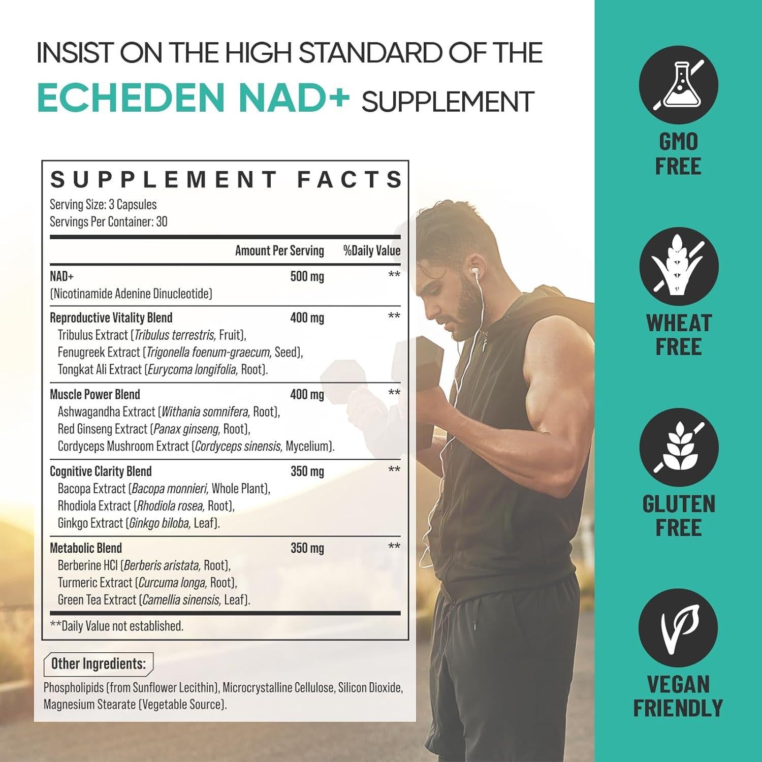 Suplemento de NAD+ Echeden 2000mg Liposomal 90 Cápsulas