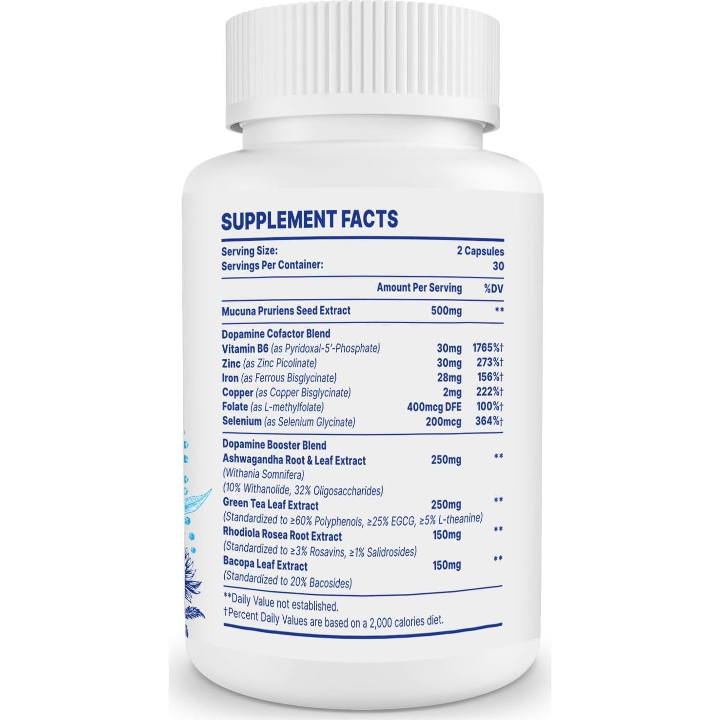 Suplemento de Dopamina Zdoroviye 500mg - 60 Cápsulas (2 Paquete)