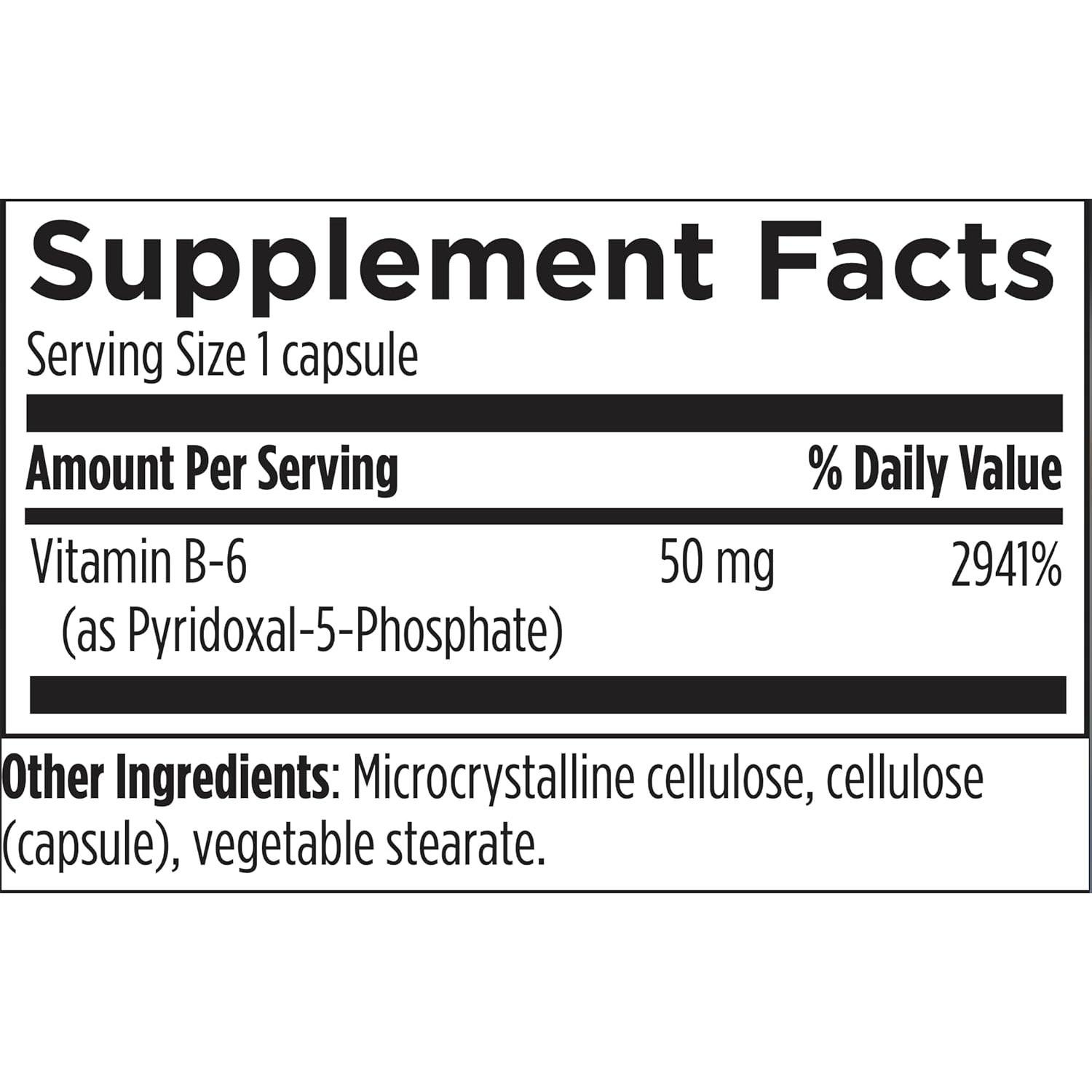 Suplemento de Vitamina B6 P-5-P 50mg - Diseños para la Salud - 120 Cápsulas Veganas