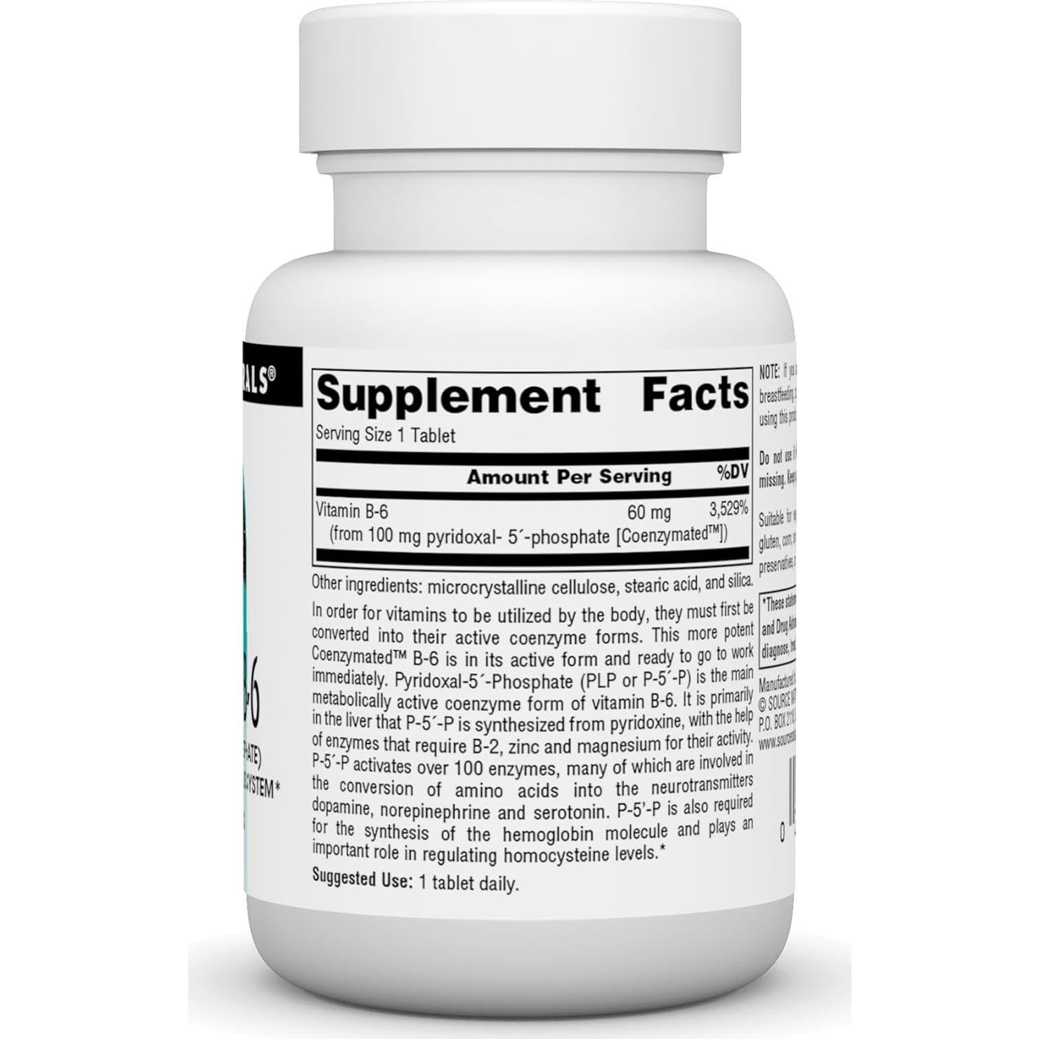 Coenzimado B-6 Source Naturals 100 mg - 30 Tabletas Vegetarianas