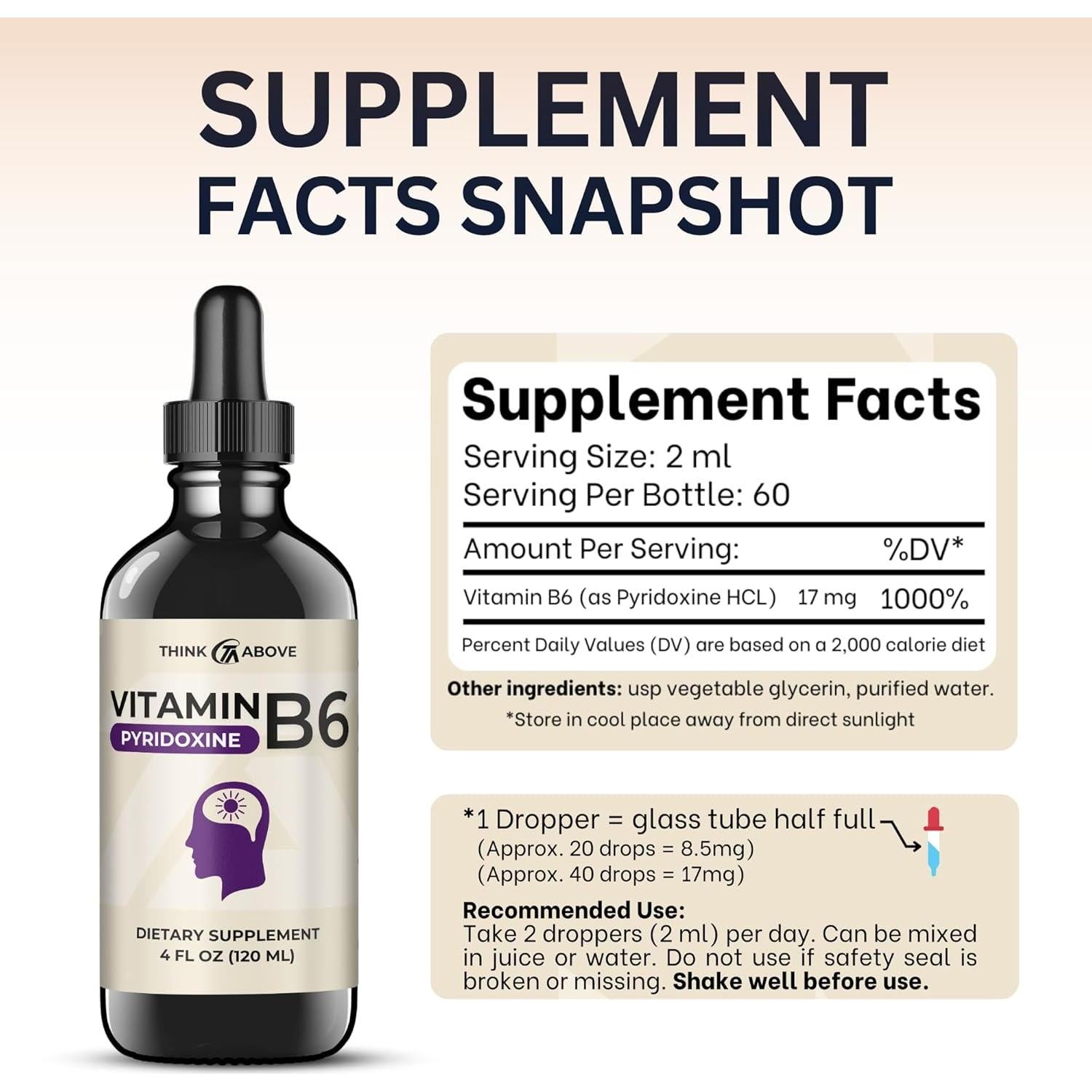 Suplemento Líquido de Vitamina B6 Think Above 120 ml
