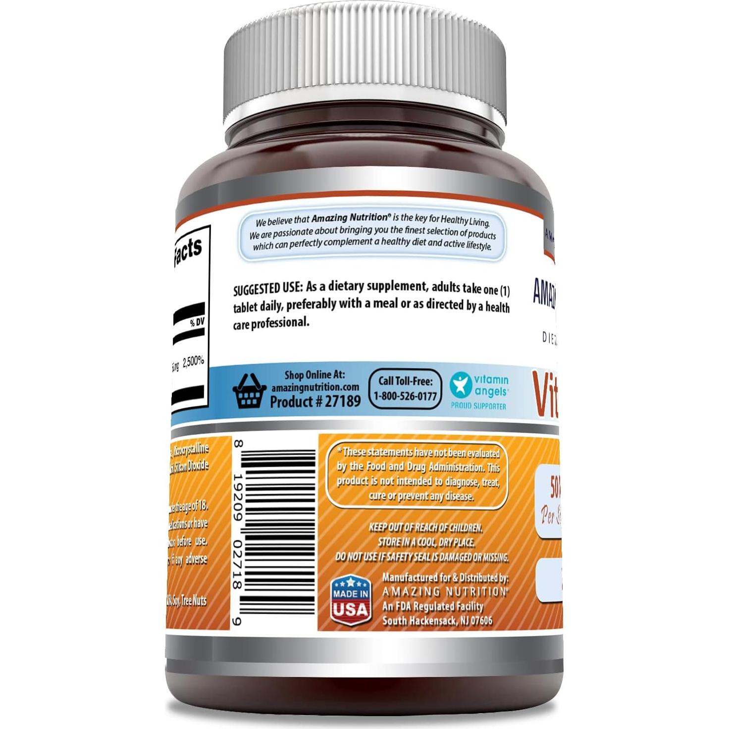 Suplemento de Vitamina B6 50mg 250 Tabletas Nutrición Asombrosa