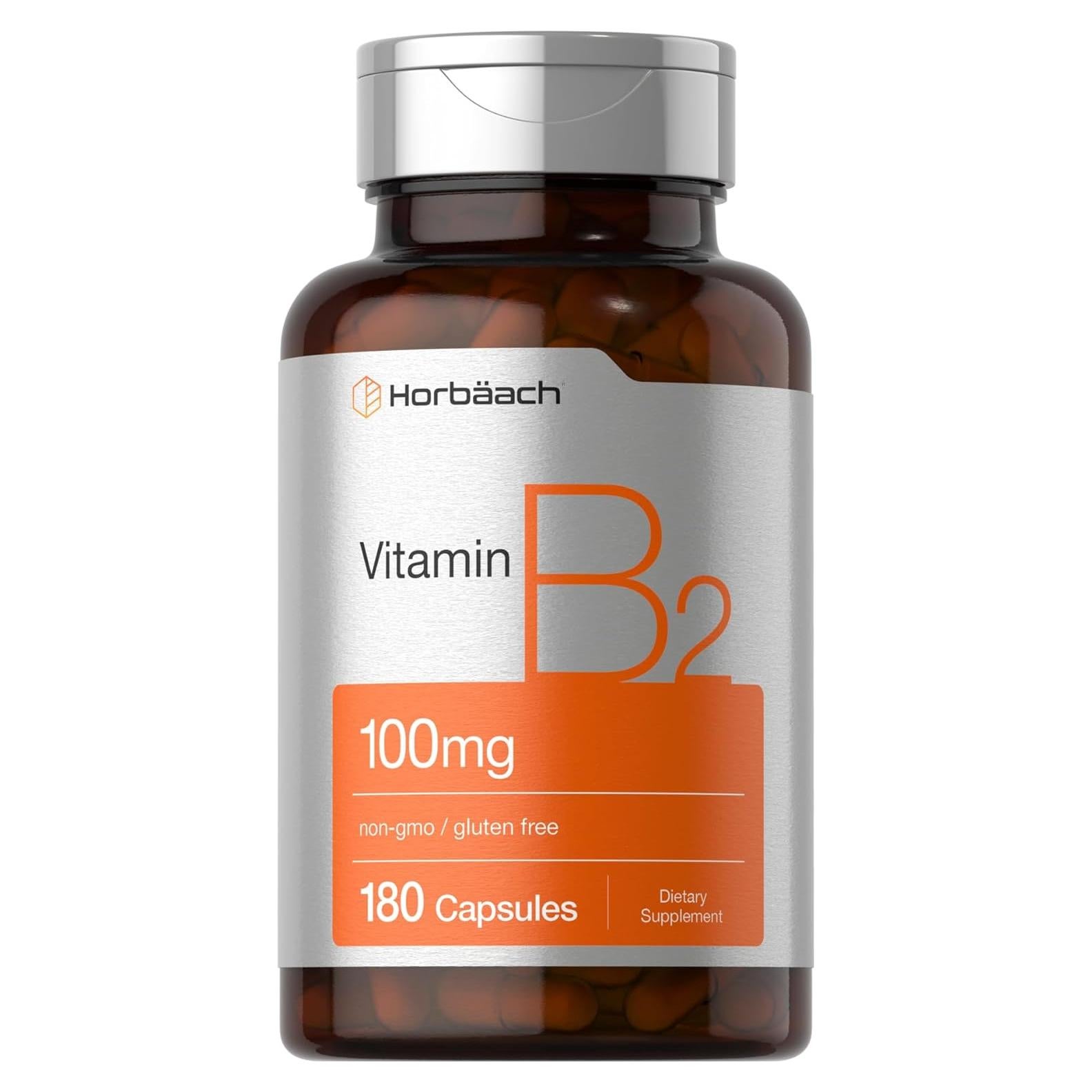 Horbäach Vitamina B2 100mg 180 Cápsulas Suplemento Riboflavina