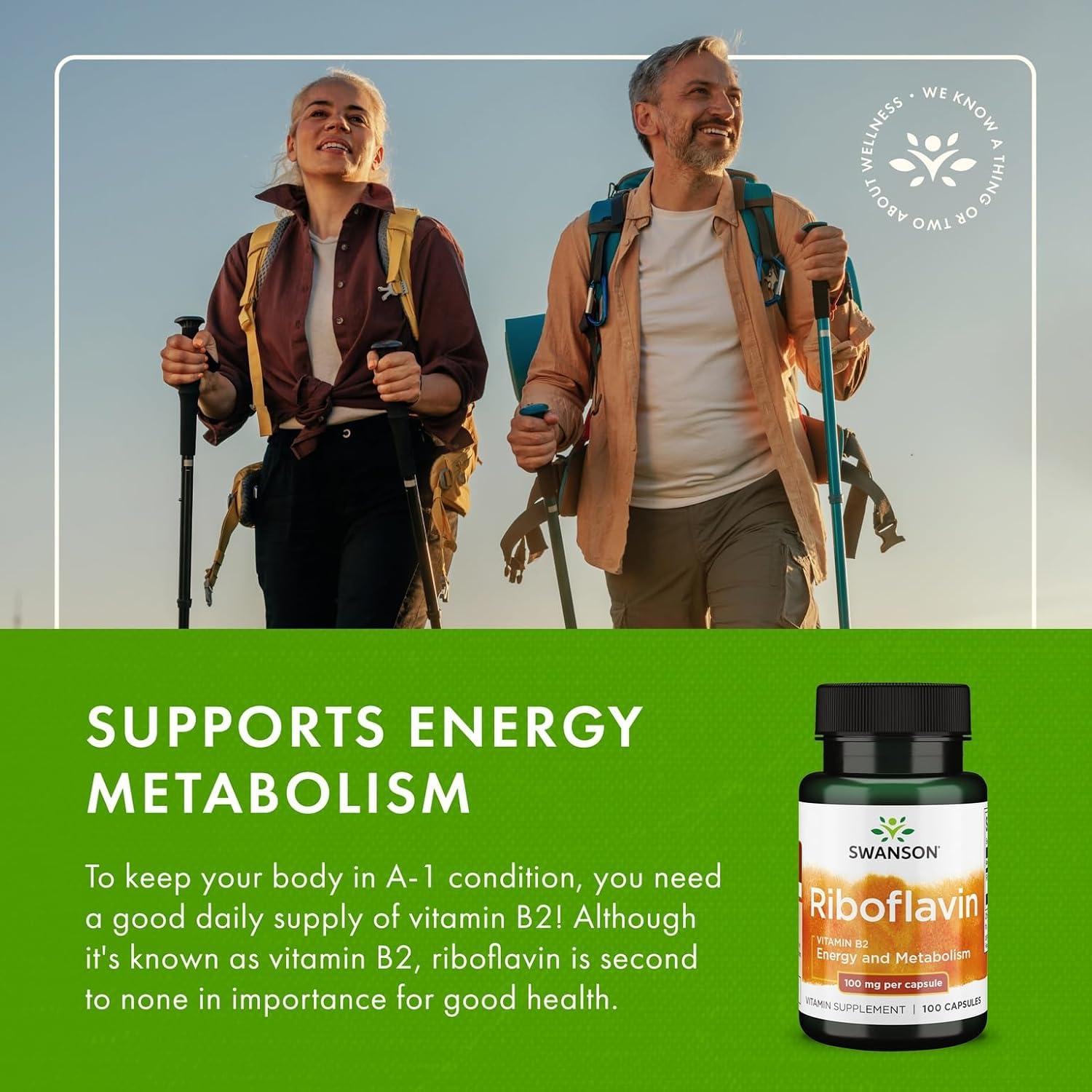 Suplemento de Vitamina B2 Swanson 100mg - 100 Cápsulas