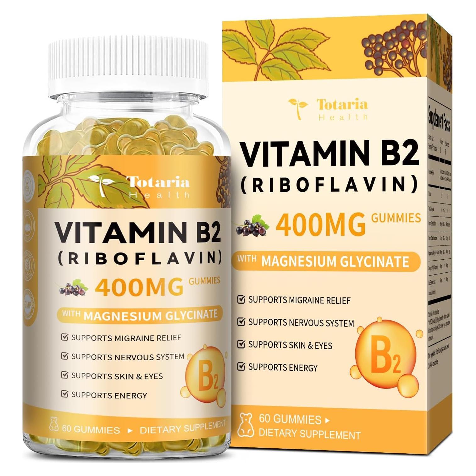 Gomitas de Vitamina B2 Totaria 400mg Sin Azúcar 60 Unidades
