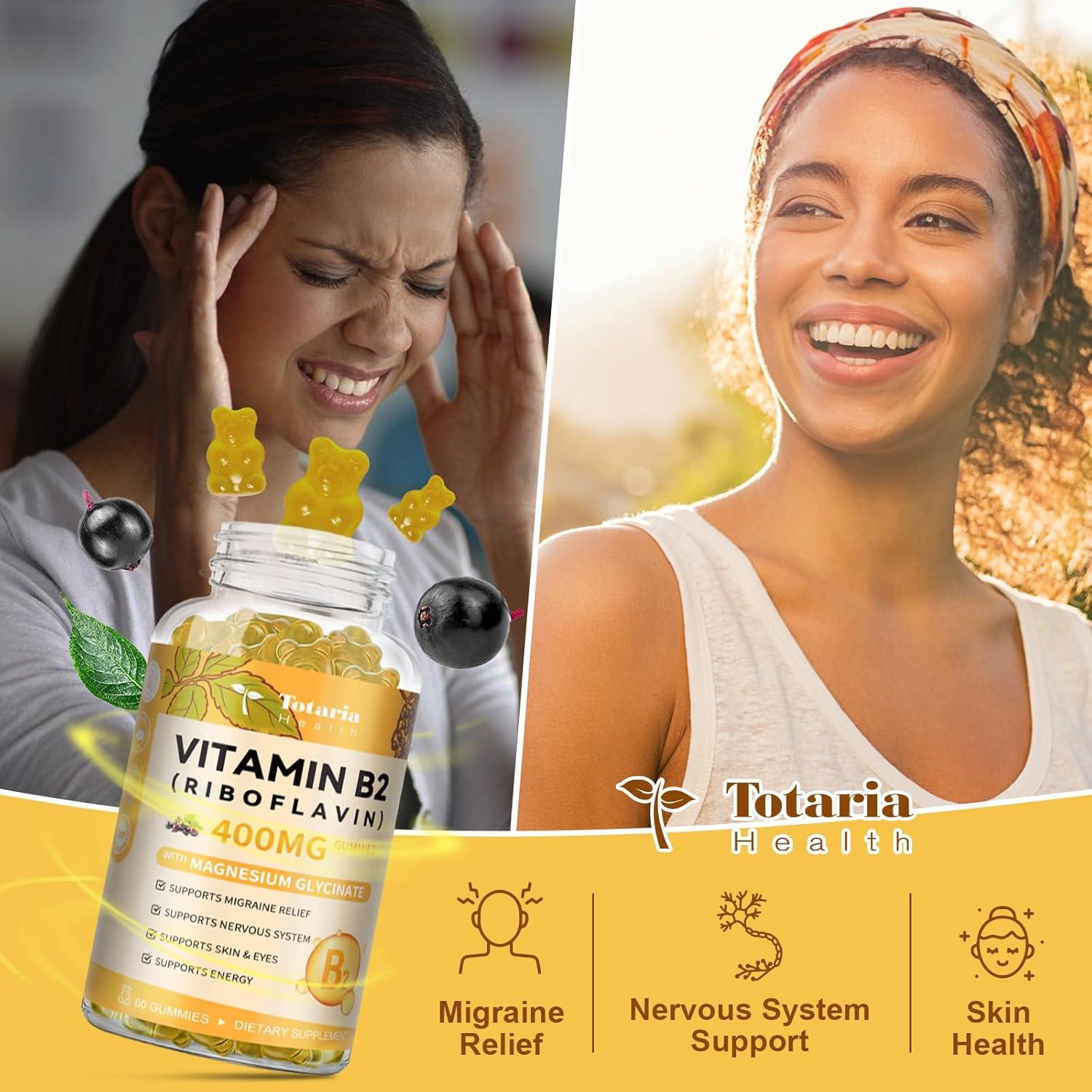 Gomitas de Vitamina B2 Totaria 400mg Sin Azúcar 60 Unidades