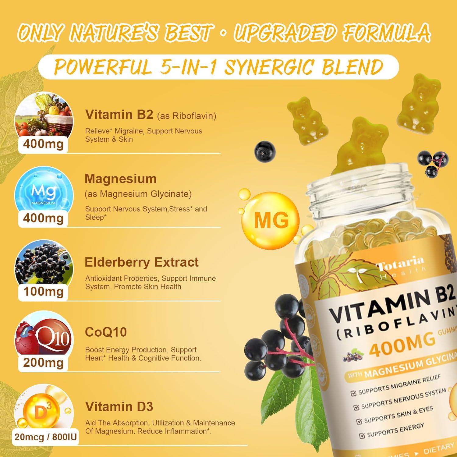 Gomitas de Vitamina B2 Totaria 400mg Sin Azúcar 60 Unidades