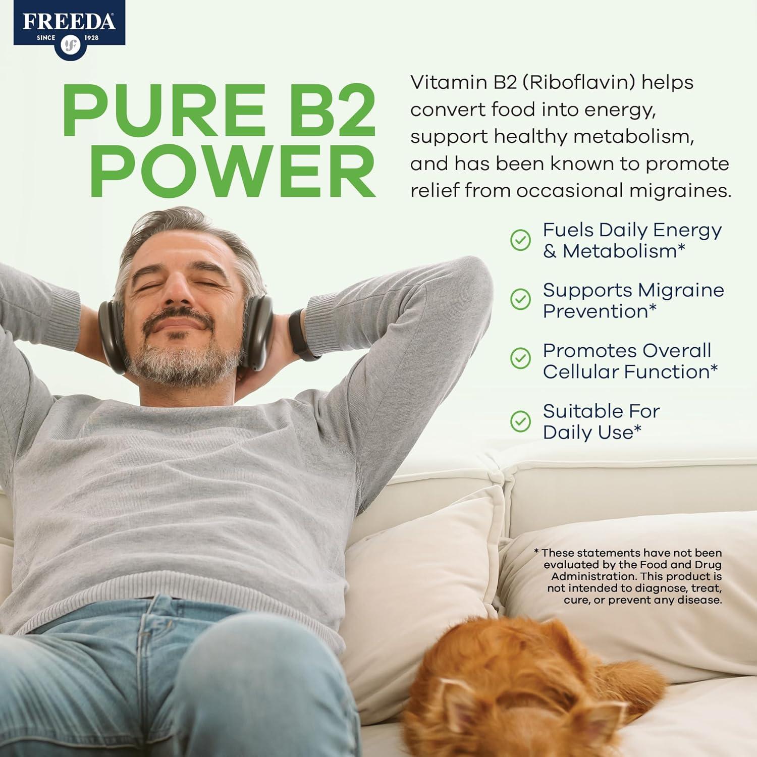 Tabletas de Riboflavina Vitamina B2 Freeda 50mg - 100 Ct