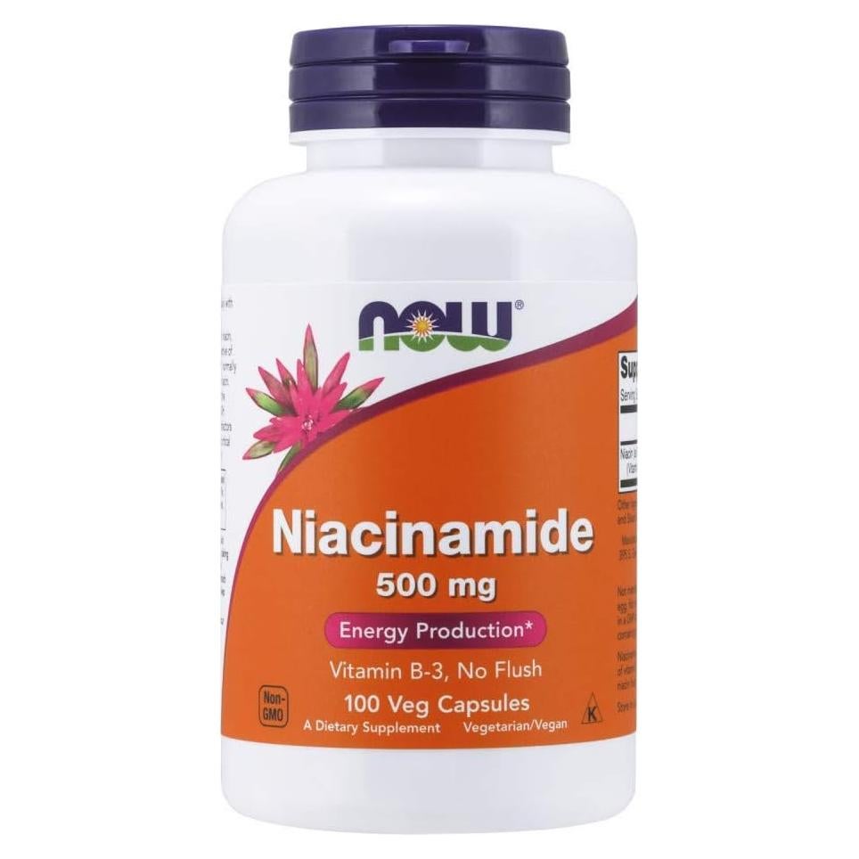 Cápsulas de Niacinamida 500mg NOW Foods - 100 Unidades