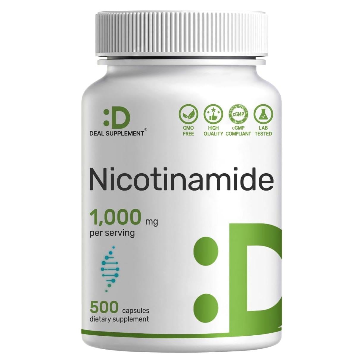 Vitamina B3 Nicotinamida 1000mg 500 Cápsulas - Sin Enrojecimiento