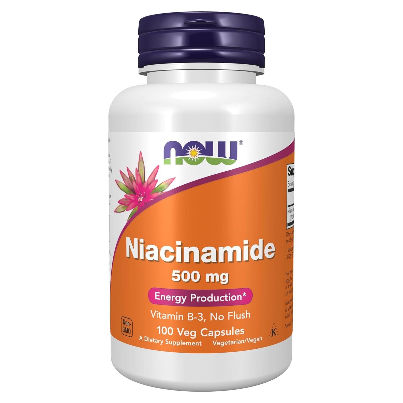 Suplemento de Niacinamida 500 mg NOW Foods - 100 Cápsulas Veganas
